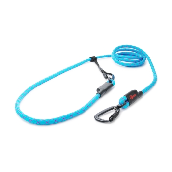 Preview: EASYLONG Hundeleine TWIST - L - 3,5m - hellblau mit pinken Stichen